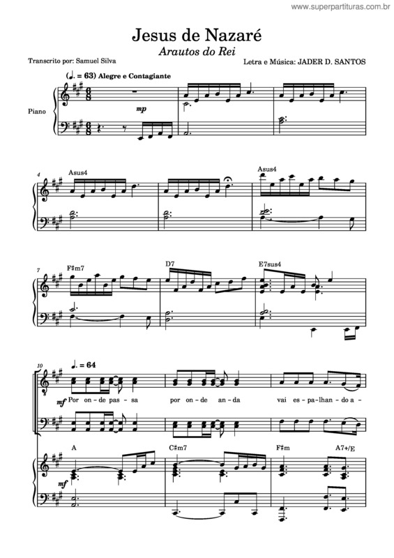 Partitura da música Jesus De Nazaré – Arautos Do Rei