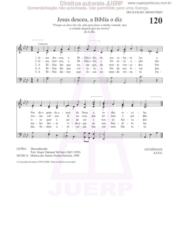 Partitura da música Jesus Desceu, A Bíblia O Diz - 120 HCC v.2
