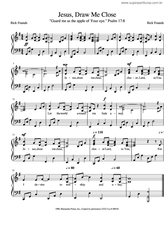 Partitura da música Jesus Draw Me Close