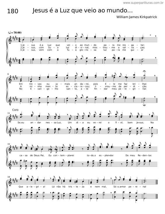 Partitura da música Jesus É A Luz Que Veio Ao Mundo – William James Kirkpatrick