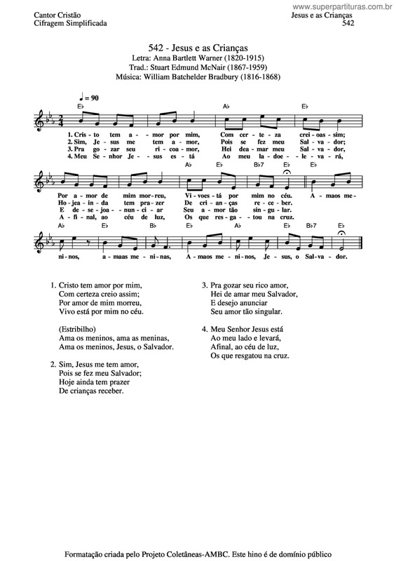 Partitura da música Jesus E As Crianças