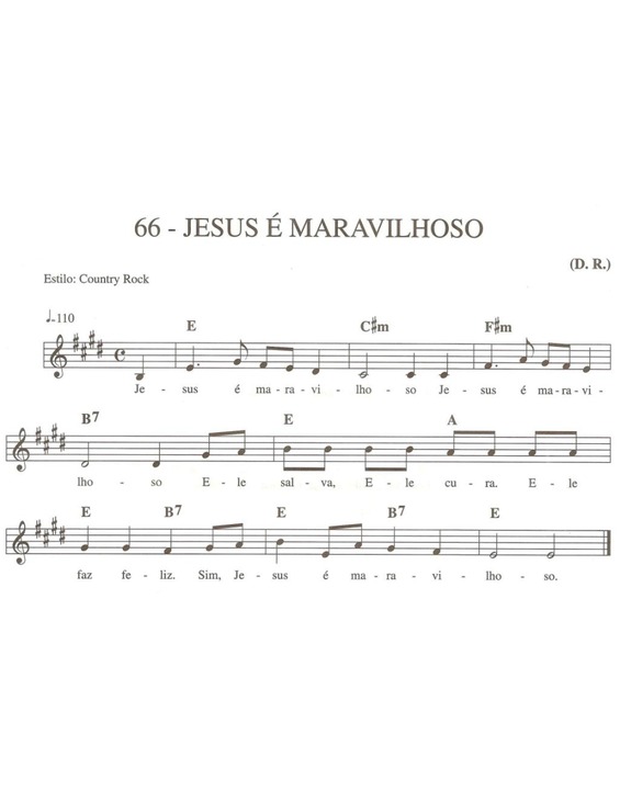 Partitura da música Jesus É Maravilhoso