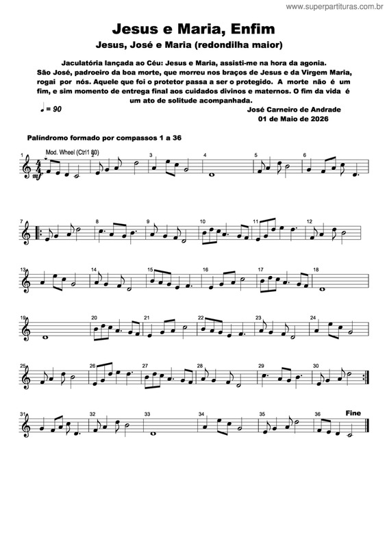 Partitura da música Jesus E Maria, Enfim