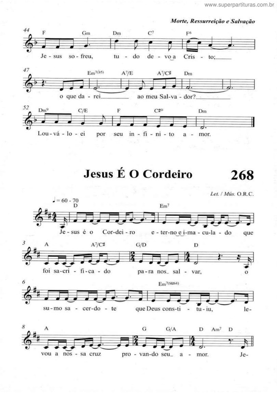 Partitura da música Jesus É O Cordeiro