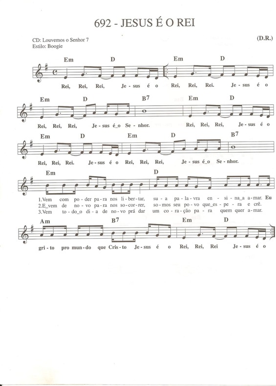 Partitura da música Jesus é o Rei