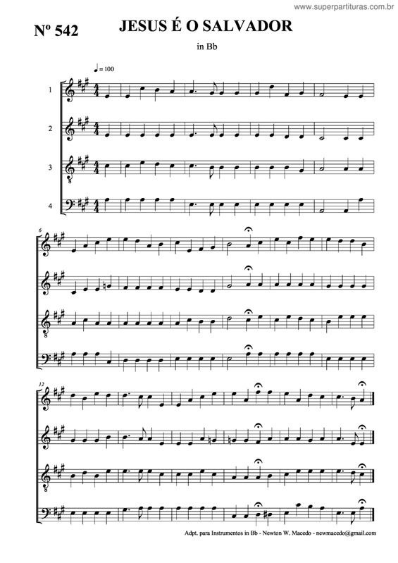 Partitura da música Jesus É O Salvador v.2