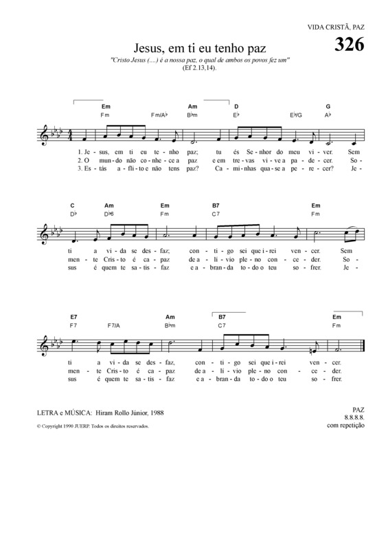 Partitura da música Jesus Em Ti Eu Tenho Paz