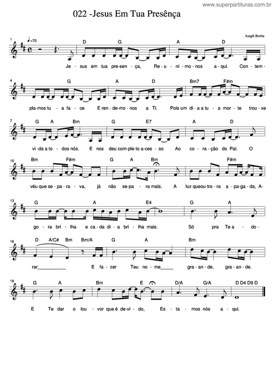 Partitura da música Jesus Em Tua Presença v.4