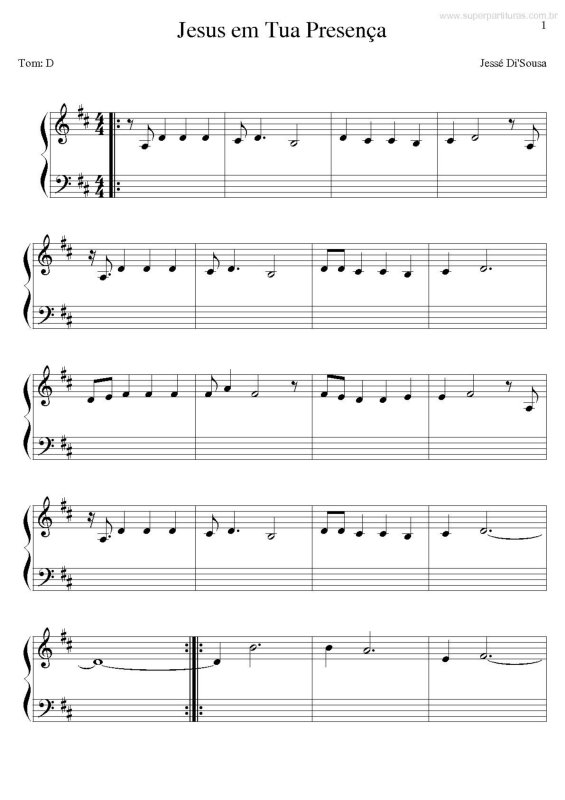 Partitura da música Jesus Em Tua Presença