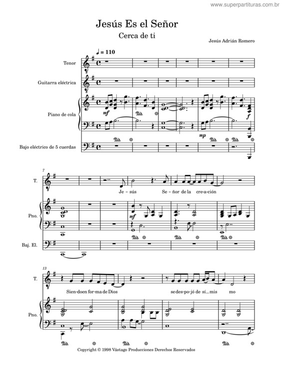 Partitura da música Jesús Es El Señor – Jesús Adrián Romero