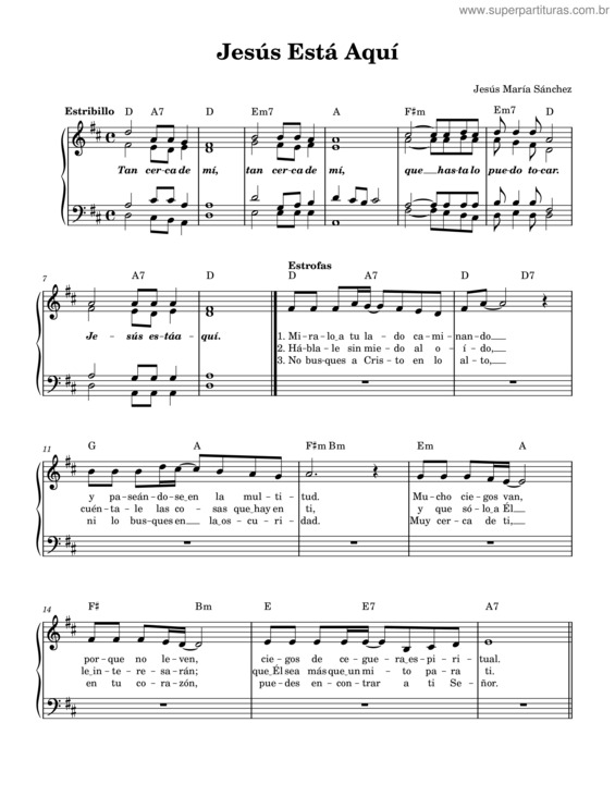 Partitura da música Jesús Está Aquí – Jesús María Sánchez