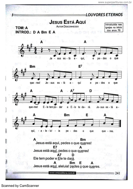 Partitura da música Jesus Está Aqui