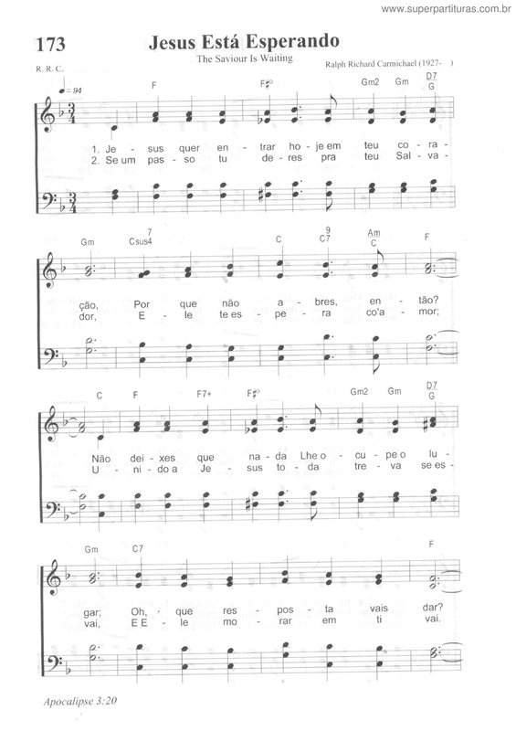 Partitura da música Jesus Está Esperando v.2