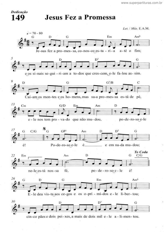 Partitura da música Jesus Fez A Promessa