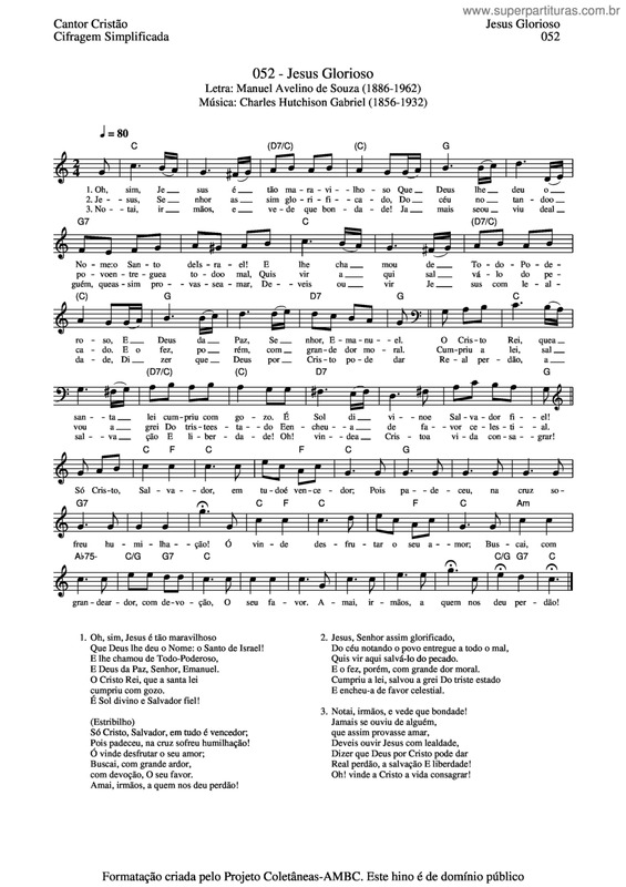 Partitura da música Jesus Glorioso