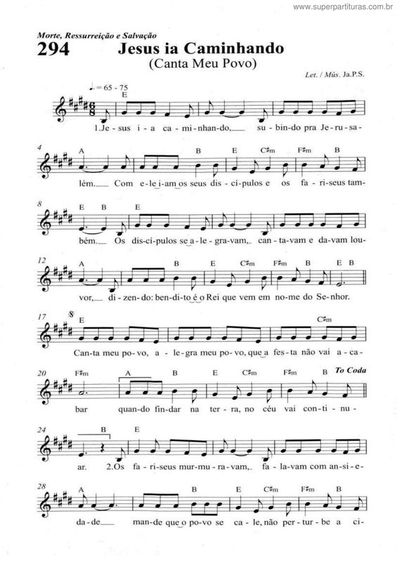 Partitura da música Jesus Ia Caminhando