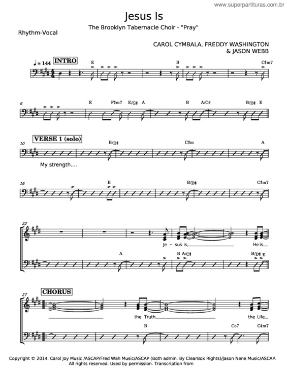Partitura da música Jesus Is – Brooklyn Tabernacle Choir