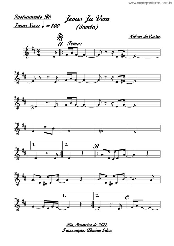 Partitura da música Jesus Já Vem