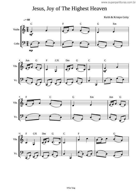 Partitura da música Jesus Joy Of The Highest Heaven