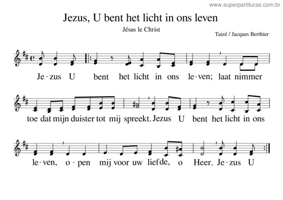 Partitura da música Jésus Le Christ – Taizé Jezus U Bent Het Licht