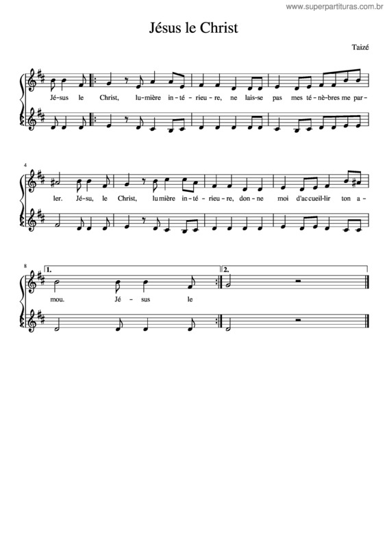 Partitura da música Jésus Le Christ
