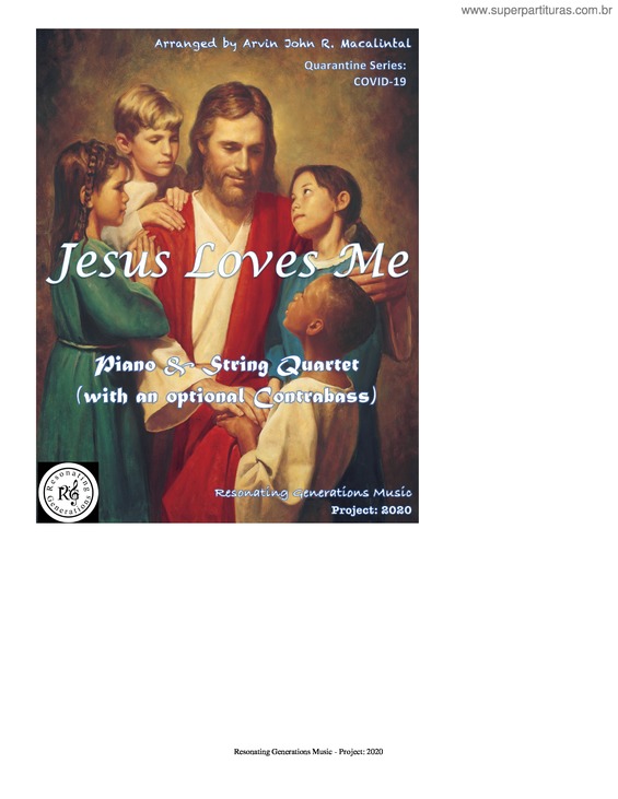 Partitura da música Jesus Loves Me – Piano & String Quartet
