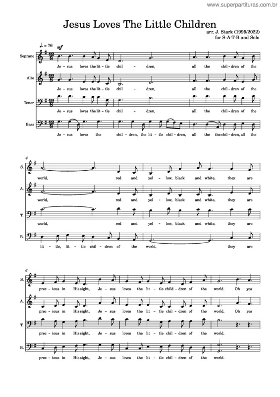 Partitura da música Jesus Loves The Little Children – Misc Praise Songs Jesus Loves The Little Children