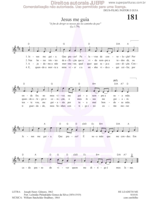 Partitura da música Jesus Me Guia - 181 HCC