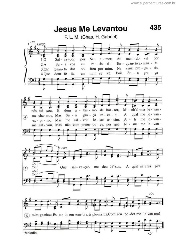 Partitura da música Jesus Me Levantou