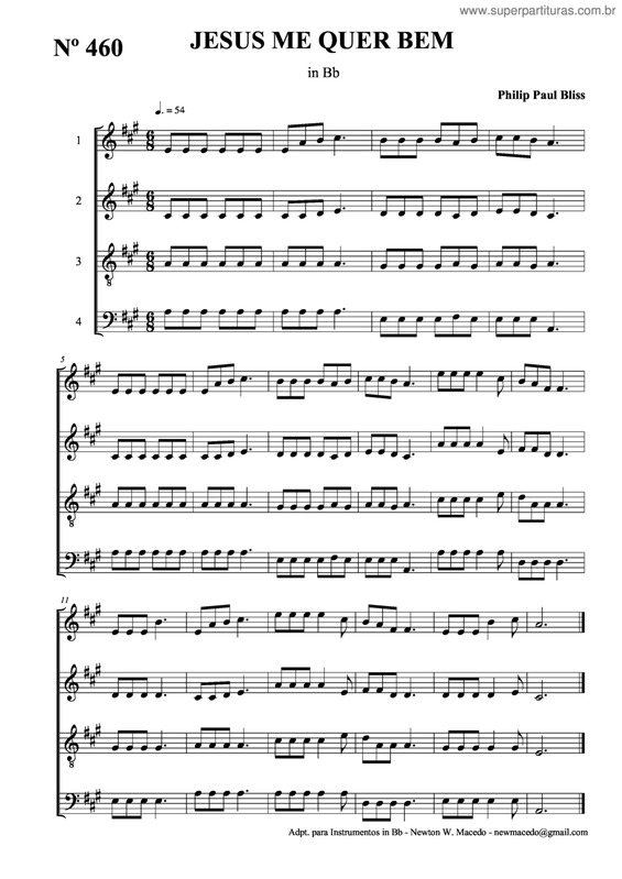 Partitura da música Jesus Me Quer Bem v.2