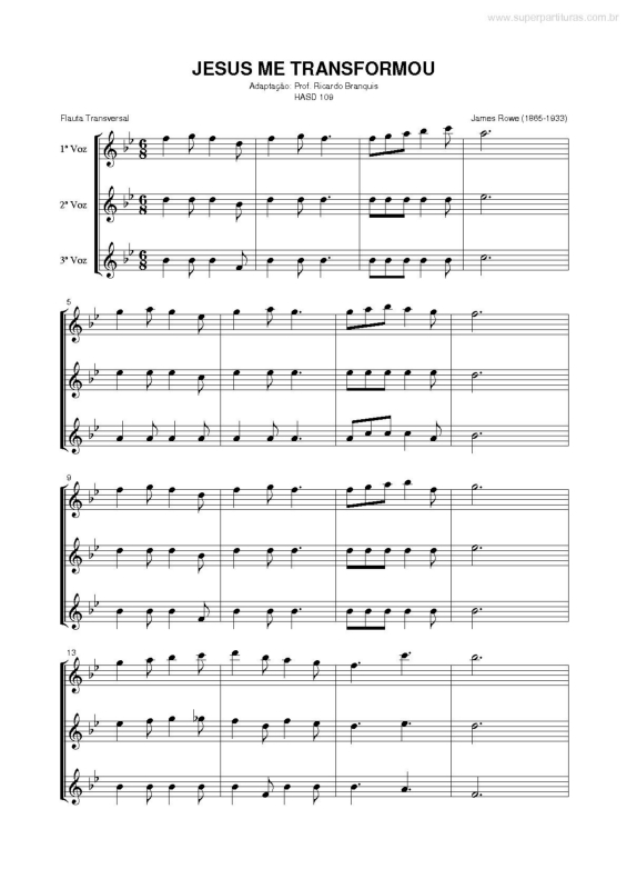 Partitura da música Jesus me Transformou