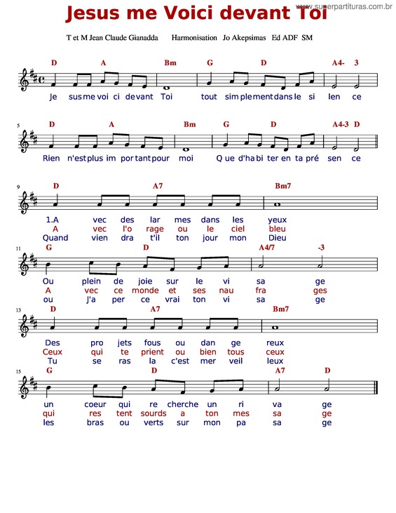 Partitura da música Jesus Me Voici Devant Toi