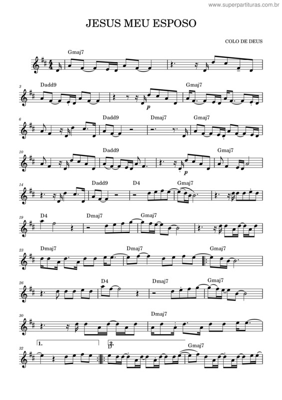 Partitura da música Jesus Meu Esposo