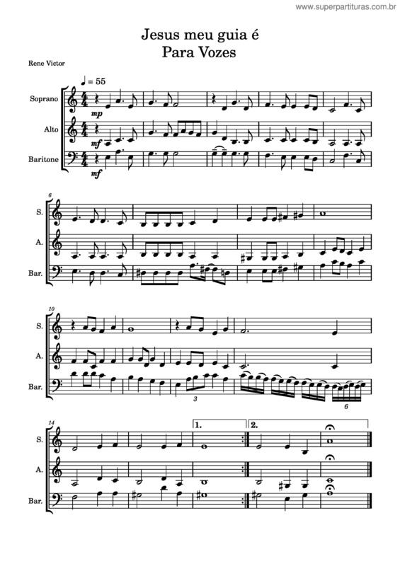 Partitura da música Jesus Meu Guia É Para Vozes