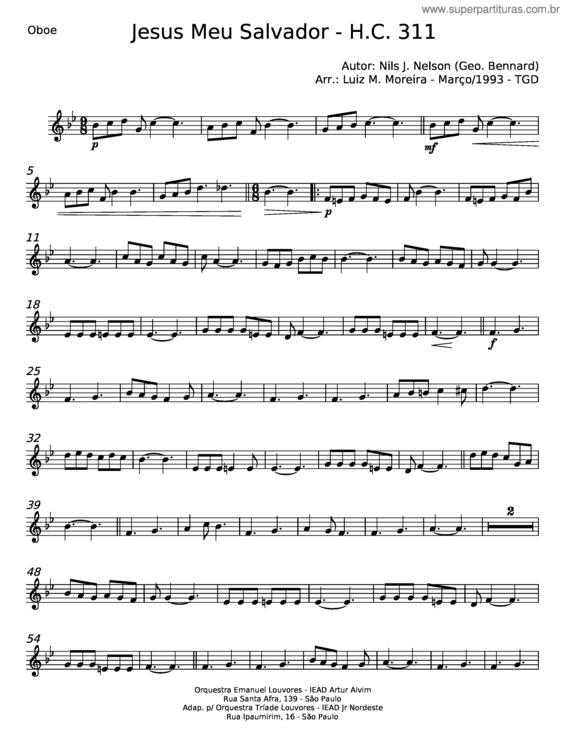 Partitura da música Jesus Meu Salvador – Nils J Nelson v.7