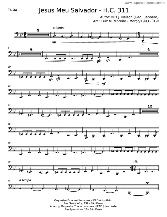 Partitura da música Jesus Meu Salvador – Nils J Nelson v.8