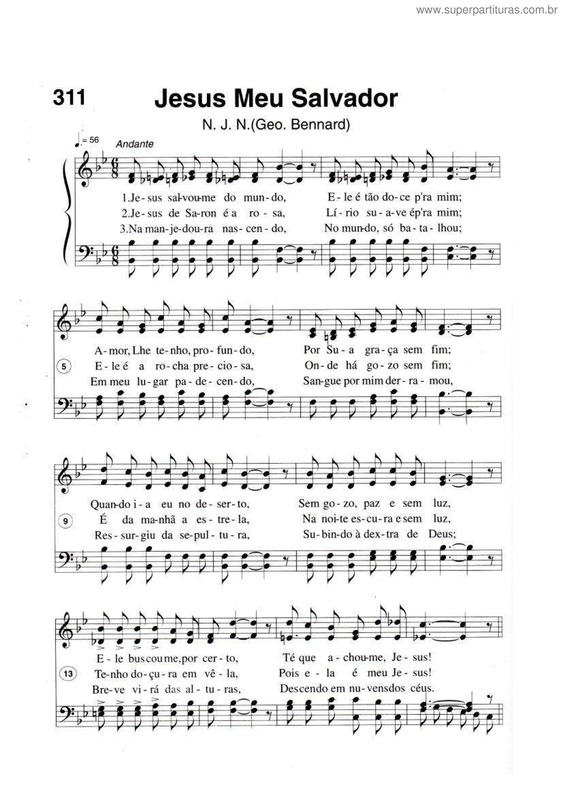 Partitura da música Jesus Meu Salvador