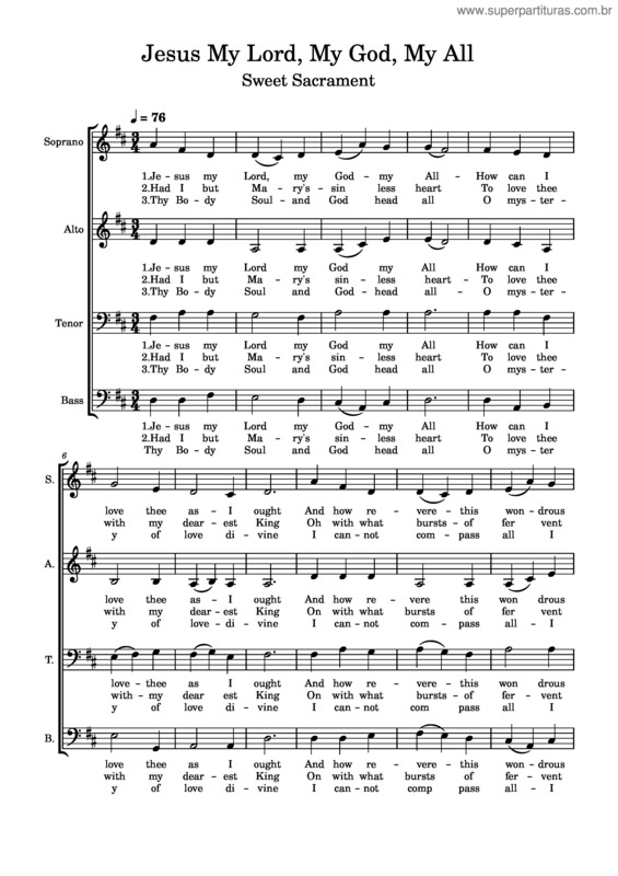 Partitura da música Jesus My Lord My God My All Sweet Sacrament – Misc Praise Songs