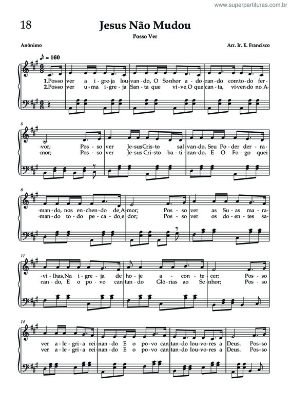 Partitura da música Jesus Não Mudou - Hinário - 18