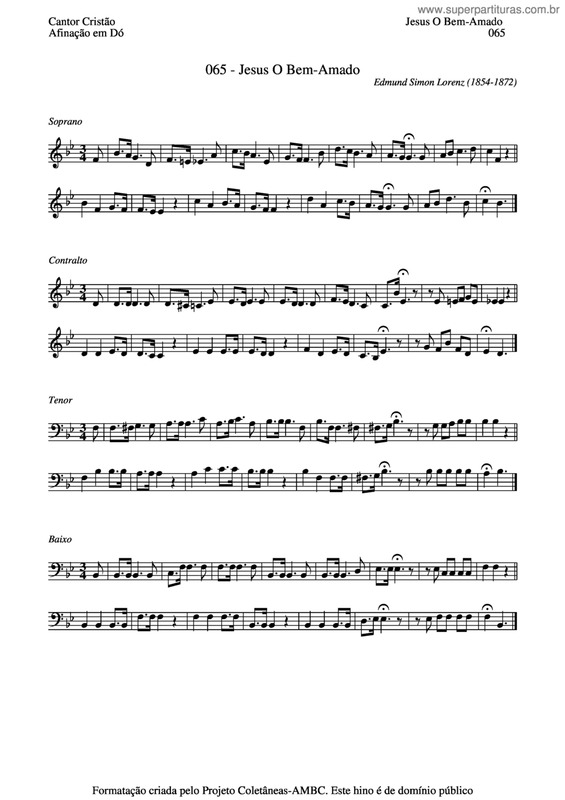 Partitura da música Jesus O Bem-Amado