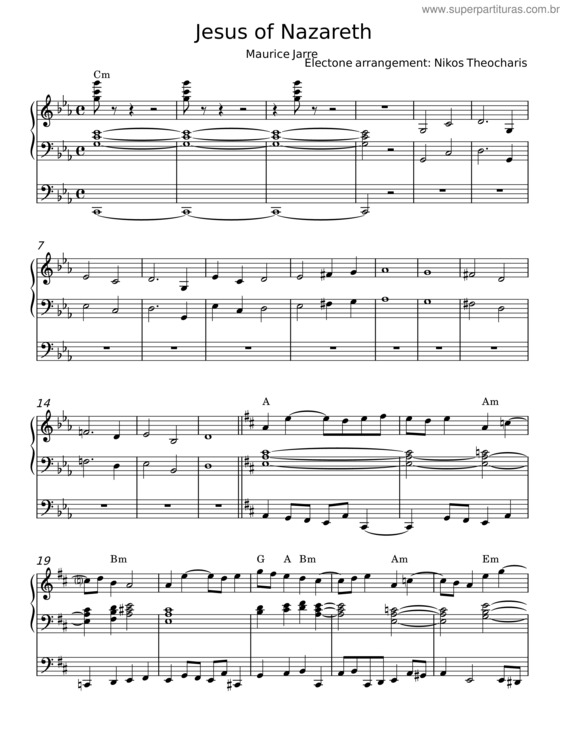Partitura da música Jesus Of Nazareth Theme – Maurice Jarre