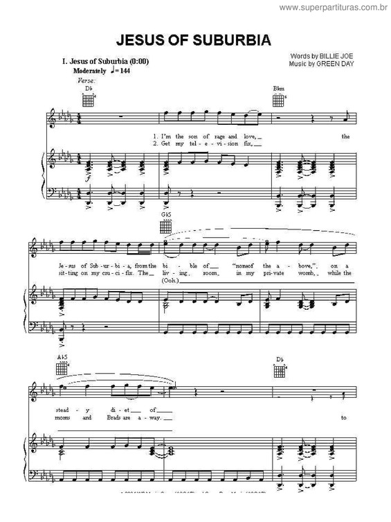 Partitura da música Jesus Of Suburbia