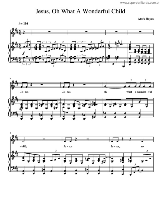 Partitura da música Jesus Oh What A Wonderful Child 1