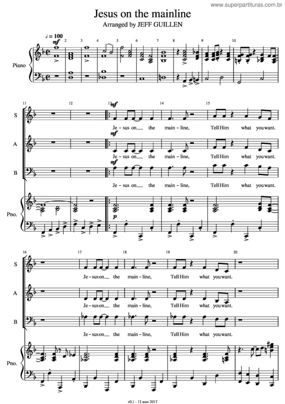 Partitura da música Jesus On The Mainline