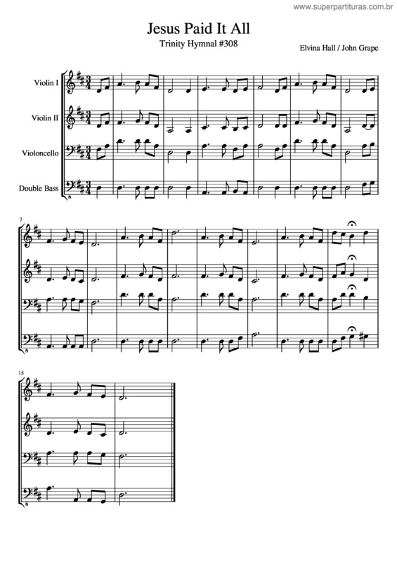 Partitura da música Jesus Paid It All v.3