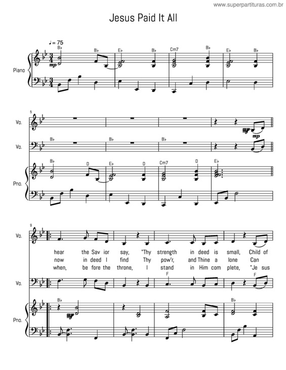 Partitura da música Jesus Paid It All v.4