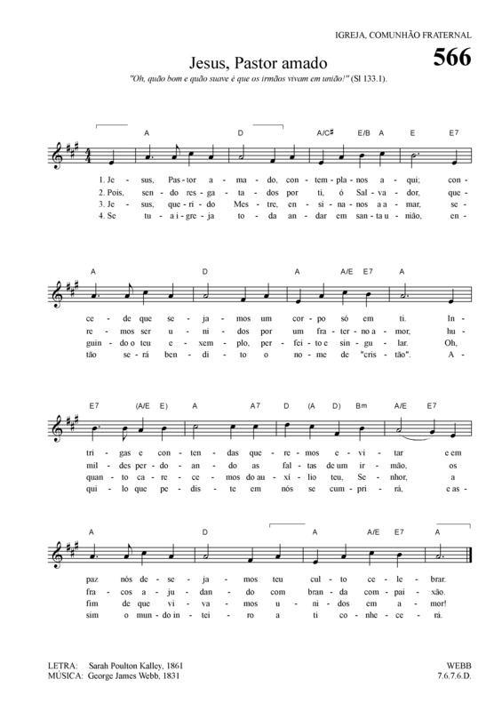 Partitura da música Jesus Pastor Amado