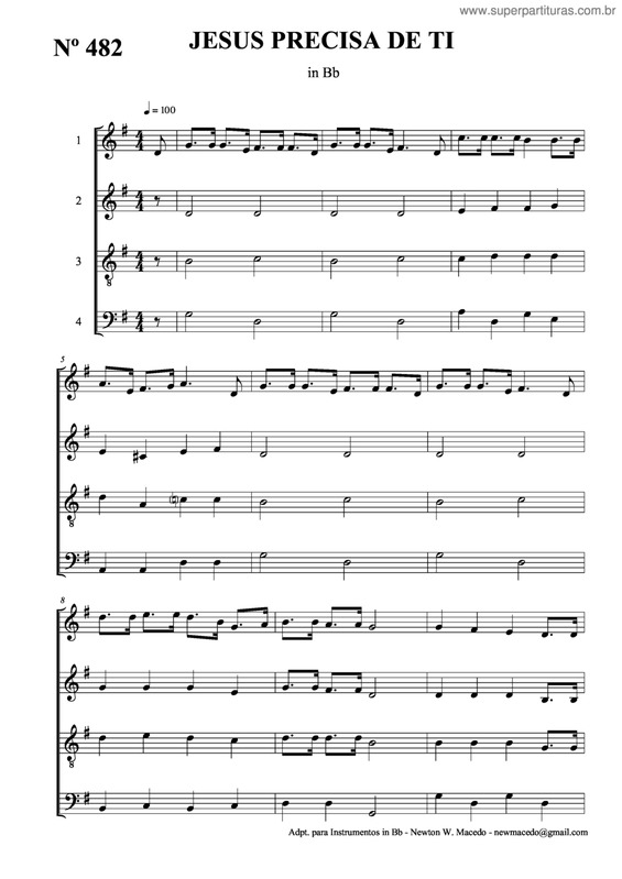 Partitura da música Jesus Precisa De Ti v.2