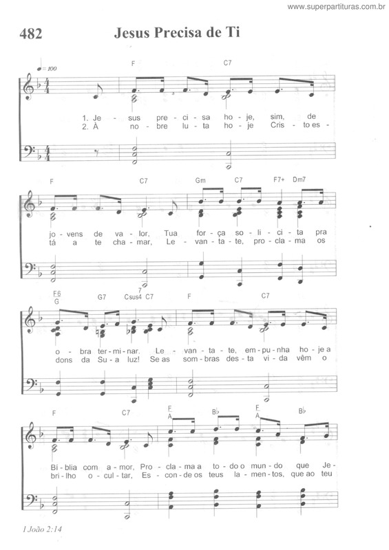 Partitura da música Jesus Precisa De Ti