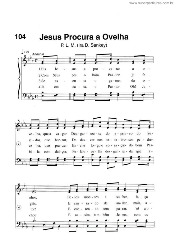Partitura da música Jesus Procura A Ovelha